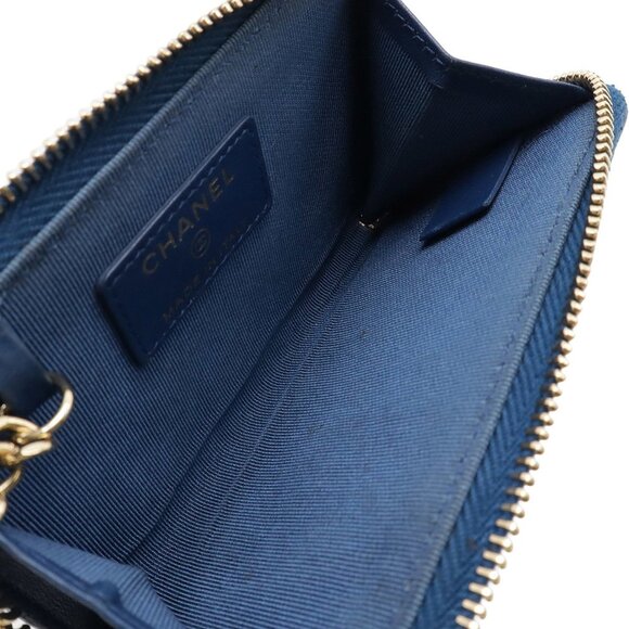 CHANEL Blue Lambskin Leather Logo Wallet - Picture 6 of 8